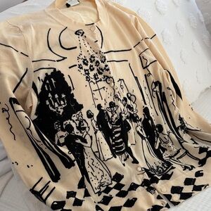 J. Crew Cream and Black Merino Wool Cardigan